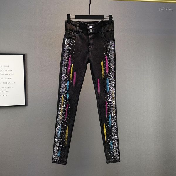 heavy drilling jeans for women 2020 spring autumn new high waist slim cotton elastic skinny pants girls black denim pants1, Blue
heavy drilling jeans for women 2020 spring autumn new high waist slim cotton elastic skinny pants girls black denim pants1, Blue