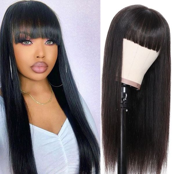 100% human hair wigs with bangs straight brazilian human hair wig with machine made peruvian malaysian indian hair wig, Black;brown
100% human hair wigs with bangs straight brazilian human hair wig with machine made peruvian malaysian indian hair wig, Black;brown