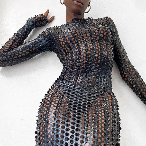 bkld mesh see-through mini bodycon bandage dress 2020 autumn new women hollow out skinny long sleeve party night club dress1, Black;gray
bkld mesh see-through mini bodycon bandage dress 2020 autumn new women hollow out skinny long sleeve party night club dress1, Black;gray