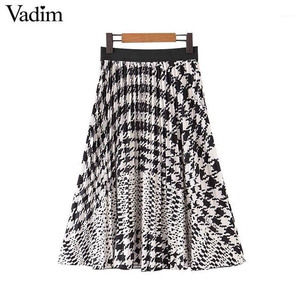vadim women vintage houndstooth midi skirt elastic waist pleated skirts elegant female casual wear knee length skirts ba7511, Black
vadim women vintage houndstooth midi skirt elastic waist pleated skirts elegant female casual wear knee length skirts ba7511, Black