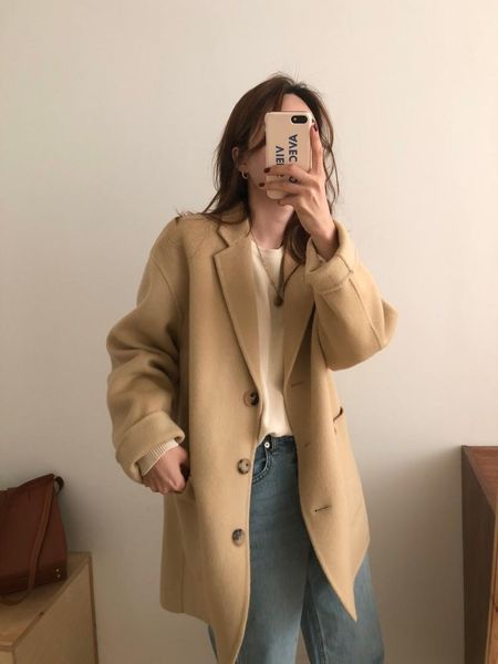 models of korean chic large pockets in the long three-button woolen coat loose and thin solid color woolen female, Black
models of korean chic large pockets in the long three-button woolen coat loose and thin solid color woolen female, Black