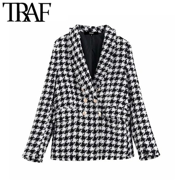 traf women vintage houndstooth double breasted blazer coat fashion long sleeve frayed trims outerwear chic plaid jacket lj201214, White;black
traf women vintage houndstooth double breasted blazer coat fashion long sleeve frayed trims outerwear chic plaid jacket lj201214, White;black