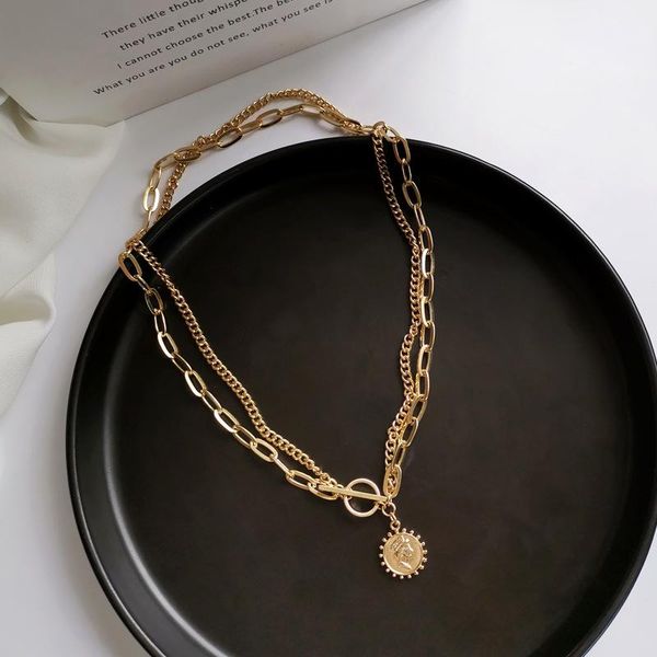 creative fashion metal head portrait pendant necklace for women femme gold color chain double layering retro necklaces gifts, Silver
creative fashion metal head portrait pendant necklace for women femme gold color chain double layering retro necklaces gifts, Silver
