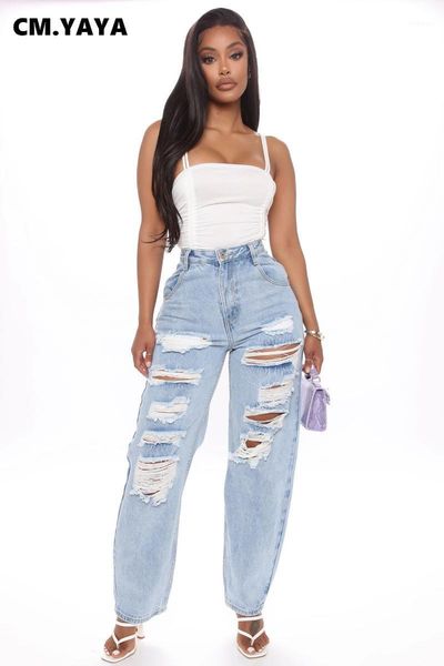 cm.yaya cut out hole washed denim pants women retro straight jeans trousers streetwear high waist lady pants1, Blue
cm.yaya cut out hole washed denim pants women retro straight jeans trousers streetwear high waist lady pants1, Blue