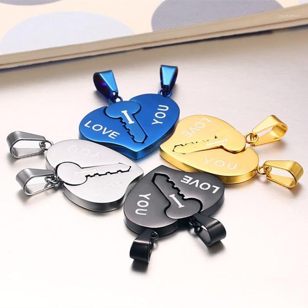 pendant necklaces romantic love heart key pendants for couples stainless steel promise necklace with letters "i you" ne116g1, Silver 
pendant necklaces romantic love heart key pendants for couples stainless steel promise necklace with letters "i you" ne116g1, Silver