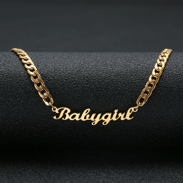 lovely gift gold color "babygirl" name necklace stainless steel nameplate choker handwriting signature necklace for girls v191031, Silver
lovely gift gold color "babygirl" name necklace stainless steel nameplate choker handwriting signature necklace for girls v191031, Silver