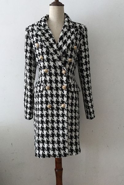 original design women's double-breasted metal buckle jacket blazer houndstooth tweed woolen long coat slim long coat, Black
original design women's double-breasted metal buckle jacket blazer houndstooth tweed woolen long coat slim long coat, Black