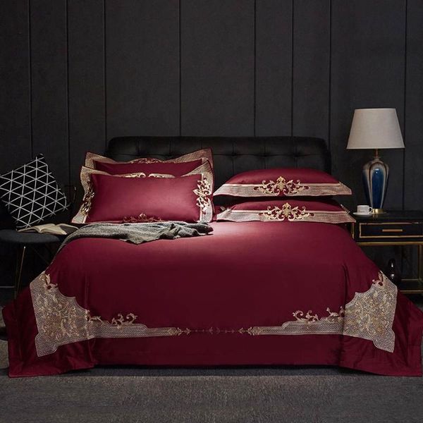 papa&mima wine red royal european egyptian cotton linens embroidery bedding set king size sheet duvet cover pillow sham
papa&mima wine red royal european egyptian cotton linens embroidery bedding set king size sheet duvet cover pillow sham
