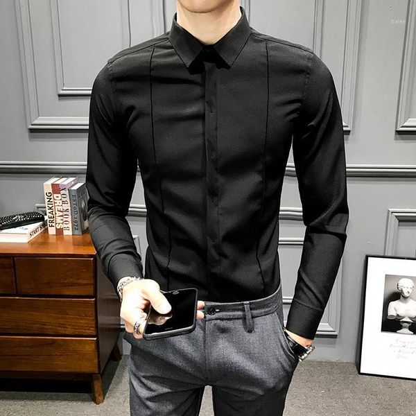 men's shirt 2020 spring and summer new slim solid color long sleeve shirt hair stylist teen personality fashion trend men's wear1, White;black
men's shirt 2020 spring and summer new slim solid color long sleeve shirt hair stylist teen personality fashion trend men's wear1, White;black