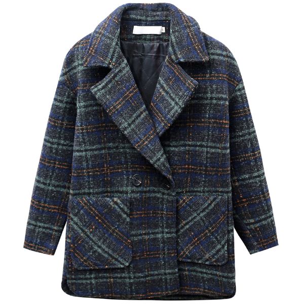 new woman's 2021 autumn short plaid coat loose women's mixtures more cotton-lined wool tmpu, Black
new woman's 2021 autumn short plaid coat loose women's mixtures more cotton-lined wool tmpu, Black
