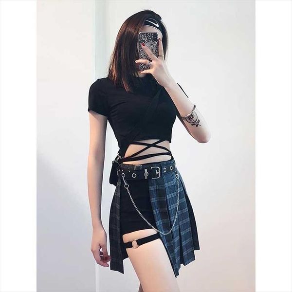 gothic harajuku mini pleated skirts womens without shorts hollowed out plaid women 2020 fashion summe clothes skirt, Black
gothic harajuku mini pleated skirts womens without shorts hollowed out plaid women 2020 fashion summe clothes skirt, Black