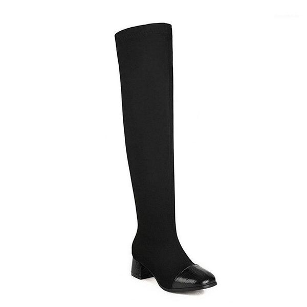 boots 2021 autumn winter round toe long square heel women shoes stretch pu leather+ flock over the knee size 34-431, Black
boots 2021 autumn winter round toe long square heel women shoes stretch pu leather+ flock over the knee size 34-431, Black