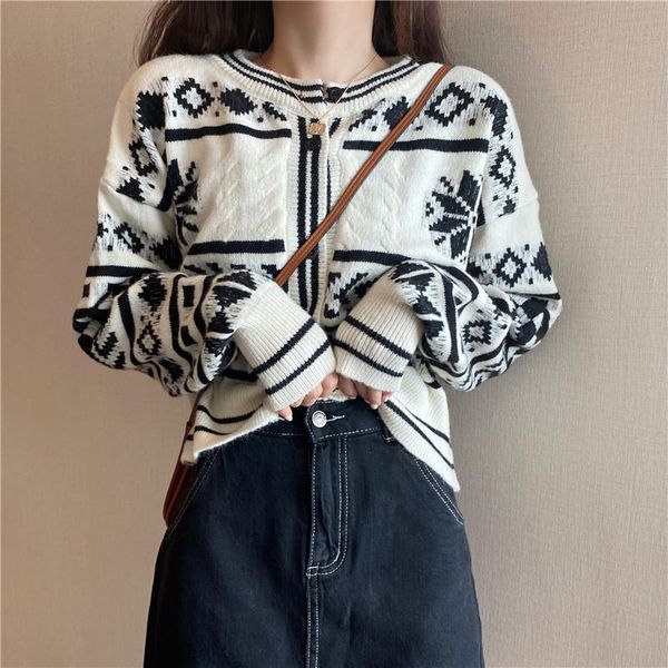 women's knits & tees 2021 style knitted sweater autumn winter retro korean student jacket loose cardigan coat b669, White
women's knits & tees 2021 style knitted sweater autumn winter retro korean student jacket loose cardigan coat b669, White