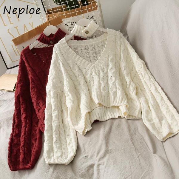 neploe vintage detachable halter collar twist patchwork ins loose fashion women sweaters v-neck knitted pullovers, White;black
neploe vintage detachable halter collar twist patchwork ins loose fashion women sweaters v-neck knitted pullovers, White;black