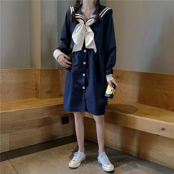 women casual dresses spring 2020 japanese harajuku lolita dress soft sister kawaii preppy style tie sweet long sleeve dress, Black;gray
women casual dresses spring 2020 japanese harajuku lolita dress soft sister kawaii preppy style tie sweet long sleeve dress, Black;gray