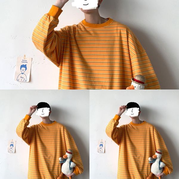long t-shirt sweater sleeve t-shirt casual fashion ins korean loose crew striped sweater r1ieg, Black
long t-shirt sweater sleeve t-shirt casual fashion ins korean loose crew striped sweater r1ieg, Black