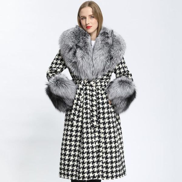 janefur fur plaid wool coat women fleece long jacket big real fur collar winter style casual outerwear1, Black
janefur fur plaid wool coat women fleece long jacket big real fur collar winter style casual outerwear1, Black