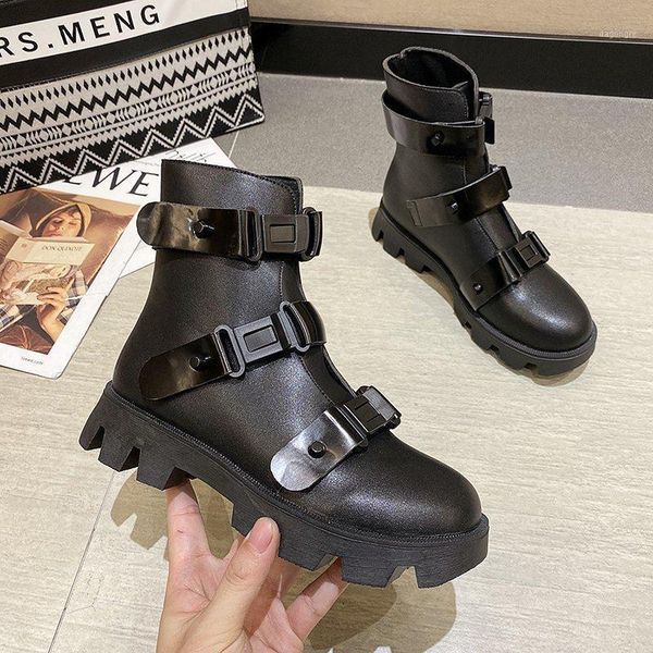 women winter boots leather platform shoes woman motorcycle boots with short tube fashion buckle hoof heels sexy1, Black
women winter boots leather platform shoes woman motorcycle boots with short tube fashion buckle hoof heels sexy1, Black