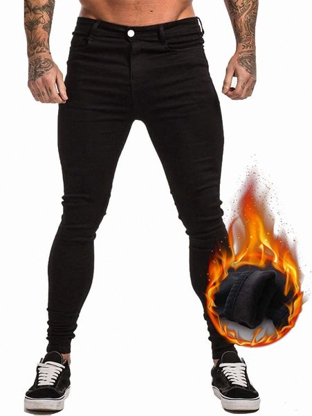 men thermal lined skinny jeans r52s#, Blue