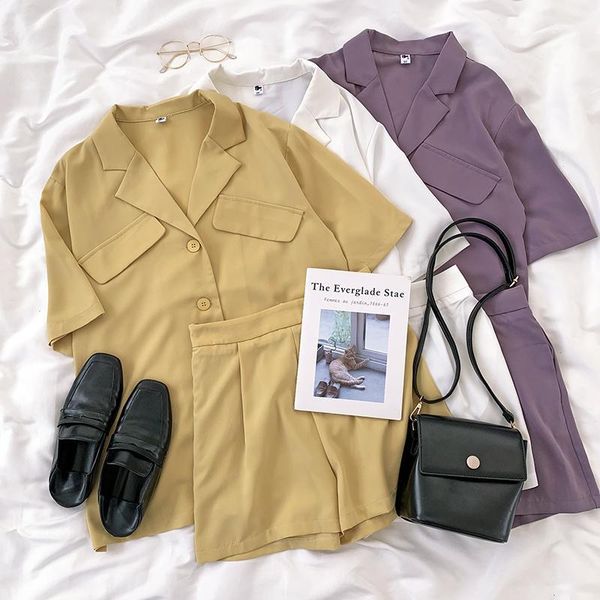 summer shorts two piece set light comfortable simple fake pocket short sleeve suit + elastic waist shorts set1, White
summer shorts two piece set light comfortable simple fake pocket short sleeve suit + elastic waist shorts set1, White