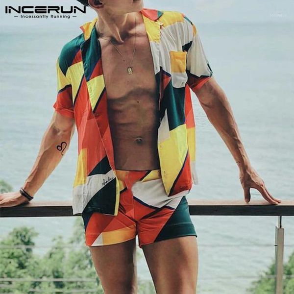 men's tracksuits summer printed men sets streetwear short sleeve 2021 lapel shirt casual fashion beach hawaiian suit 2 pieces incerun 7, Gray
men's tracksuits summer printed men sets streetwear short sleeve 2021 lapel shirt casual fashion beach hawaiian suit 2 pieces incerun 7, Gray
