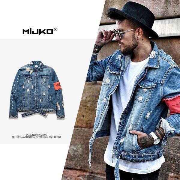 mijko men's wear in the fall/winter of new products hole worn patchwork jacket men's strapless denim style trend1, Black;brown
mijko men's wear in the fall/winter of new products hole worn patchwork jacket men's strapless denim style trend1, Black;brown