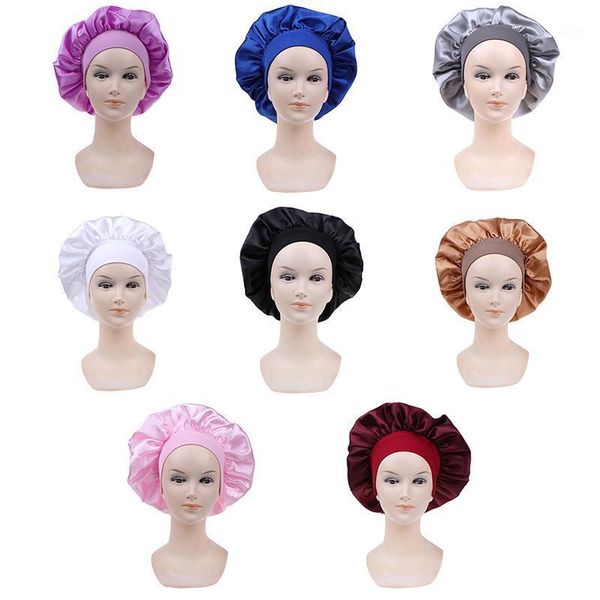 58cm solid color long hair care night sleep hat silk head wrap adjust shower caps knitted cap women satin bonnet cap1
58cm solid color long hair care night sleep hat silk head wrap adjust shower caps knitted cap women satin bonnet cap1