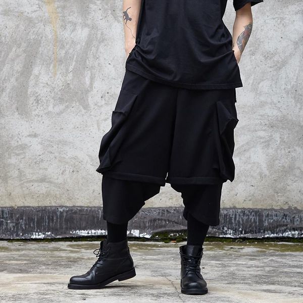 men's pants men's nine split spring/summer yamamoto style loose wide leg fake two skirt big pocket trend1, Black
men's pants men's nine split spring/summer yamamoto style loose wide leg fake two skirt big pocket trend1, Black