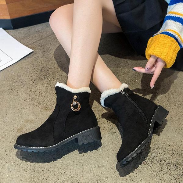 2020 autumn winter solid color snow boots women round toe plus velvet ankle boots side zipper women's shoes fashion short, Black
2020 autumn winter solid color snow boots women round toe plus velvet ankle boots side zipper women's shoes fashion short, Black