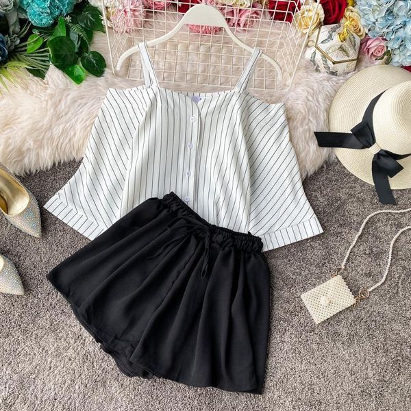 2020 new fashion women's two piece set summer retro one-shoulder chiffon shirt + ruffled wide-leg shorts pants1, White
2020 new fashion women's two piece set summer retro one-shoulder chiffon shirt + ruffled wide-leg shorts pants1, White