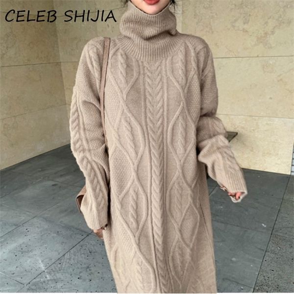 chic fashion turtleneck long knitted jumper woman full sleeve looose autumn winter khaki sweater dress female 2020 c1009
chic fashion turtleneck long knitted jumper woman full sleeve looose autumn winter khaki sweater dress female 2020 c1009