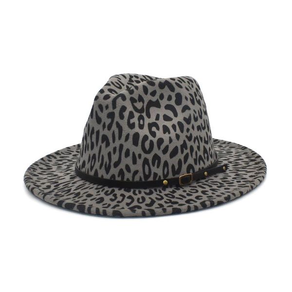 wide brim hats women's flat wool felt jazz fedora hat men's leopard print leather band decoration trilby panama f97, Blue;gray
wide brim hats women's flat wool felt jazz fedora hat men's leopard print leather band decoration trilby panama f97, Blue;gray