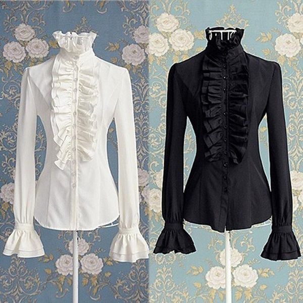 victorian womens high neck ruffles long sleeve frill solid color shirt office frilly cuffs blouse autumn womens hot, White
victorian womens high neck ruffles long sleeve frill solid color shirt office frilly cuffs blouse autumn womens hot, White