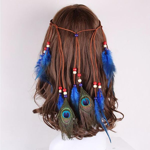 fashion hair band peacock feather pendant headband leaves rope knitted belt elastic hairwear headdress
fashion hair band peacock feather pendant headband leaves rope knitted belt elastic hairwear headdress