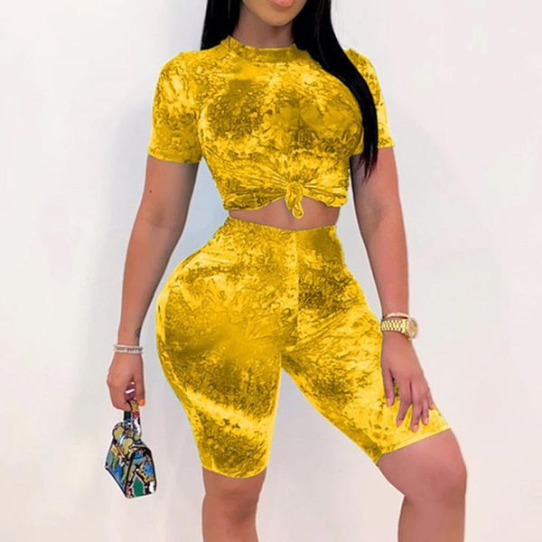 women fashion tie dye short sleeve high waist biker shorts female plus two piece set summer women clothing club outfit1, Gray 
women fashion tie dye short sleeve high waist biker shorts female plus two piece set summer women clothing club outfit1, Gray