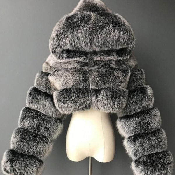 women's fur & faux winter female short coats with hats warm thick jackets women europe and american outerwear, Black
women's fur & faux winter female short coats with hats warm thick jackets women europe and american outerwear, Black