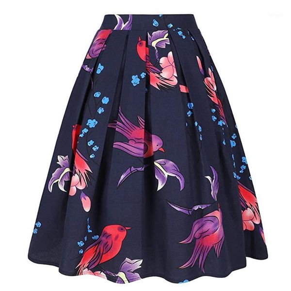 women retro vintage birds printed floral skirt ss0012 high waist cotton flared fashion pleated skirts with pockets1, Black
women retro vintage birds printed floral skirt ss0012 high waist cotton flared fashion pleated skirts with pockets1, Black