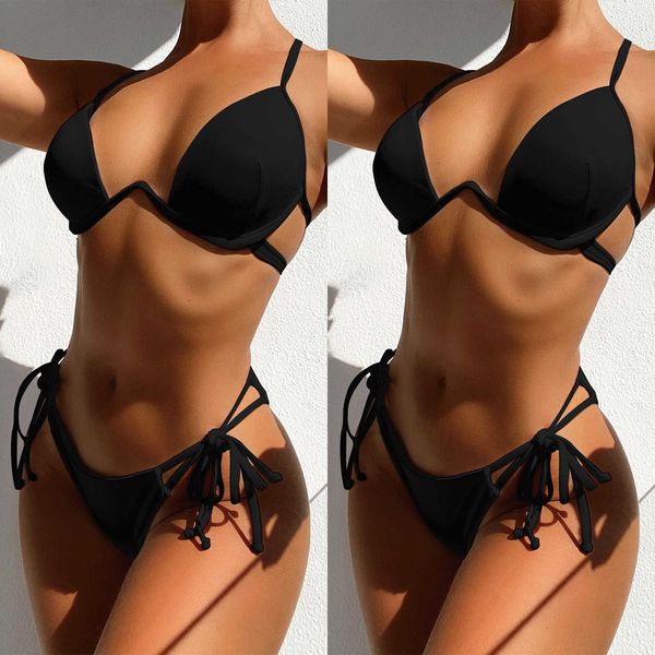 #fo swimsuit women's solid bandage micro bikini set two piece filled bra swimwear beachwear swimming suit for women, White;black
#fo swimsuit women's solid bandage micro bikini set two piece filled bra swimwear beachwear swimming suit for women, White;black