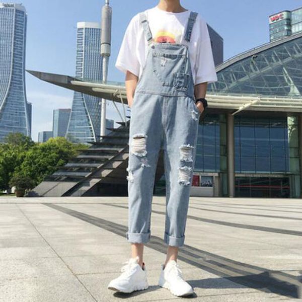 breech trousers 2020 summer men's korean bib drop in old fashion hole denim nine points of suspended men one-clothing suspenders t1e9, Blue
breech trousers 2020 summer men's korean bib drop in old fashion hole denim nine points of suspended men one-clothing suspenders t1e9, Blue