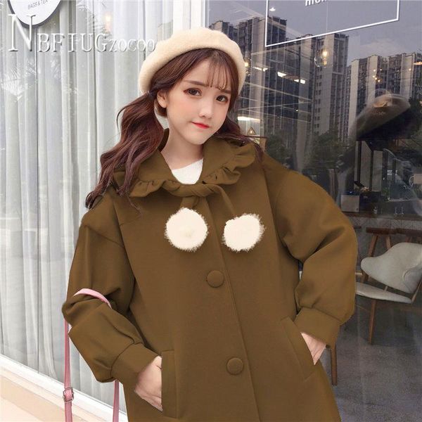 women's jackets fluff ball decor single breasted pocket women coat lantern sleeve female jacket, Black;brown
women's jackets fluff ball decor single breasted pocket women coat lantern sleeve female jacket, Black;brown
