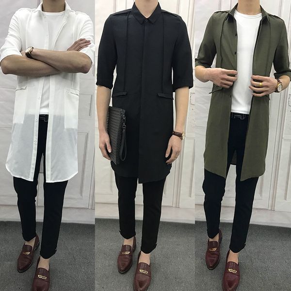 2021 new s-6xl longer flax-haired stylist men will see five-point glove in korean version long thin shirt of solid-colored p7mi, Black
2021 new s-6xl longer flax-haired stylist men will see five-point glove in korean version long thin shirt of solid-colored p7mi, Black