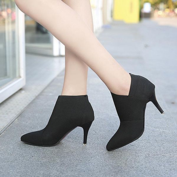 boots pointed autumn and winter high-heel thin heeled short foot covering single women's1, Black
boots pointed autumn and winter high-heel thin heeled short foot covering single women's1, Black