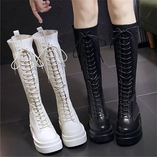 2021 new spring boots women knee high long boots split leather fashion lace-up non-slip black sock shoes woman
2021 new spring boots women knee high long boots split leather fashion lace-up non-slip black sock shoes woman