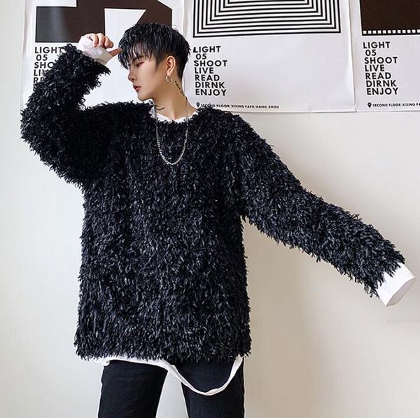 fashion shirt men hairy sweater shirt teenage korean mens round collar long sleeve loose black personality stage, White;black
fashion shirt men hairy sweater shirt teenage korean mens round collar long sleeve loose black personality stage, White;black