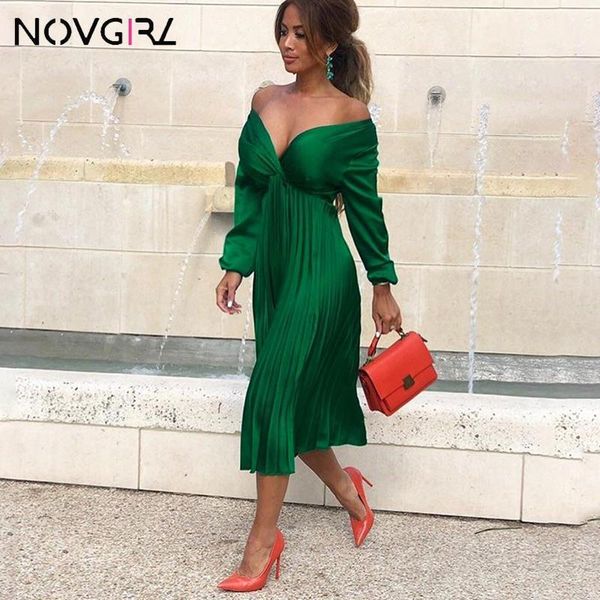 novgirl elegant fit and flare pleated satin dress women 2019 summer autumn off shoulder long sleeve ladies casual green vestidos1, Black;gray
novgirl elegant fit and flare pleated satin dress women 2019 summer autumn off shoulder long sleeve ladies casual green vestidos1, Black;gray