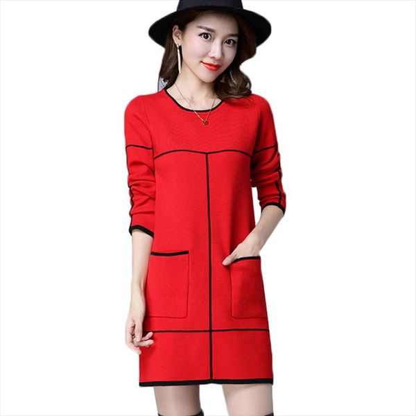 women knit pullover sweater 2019new autumn winter clothes o neck long sleeve medium long bottom sweater casual female aa331, White;black 
women knit pullover sweater 2019new autumn winter clothes o neck long sleeve medium long bottom sweater casual female aa331, White;black