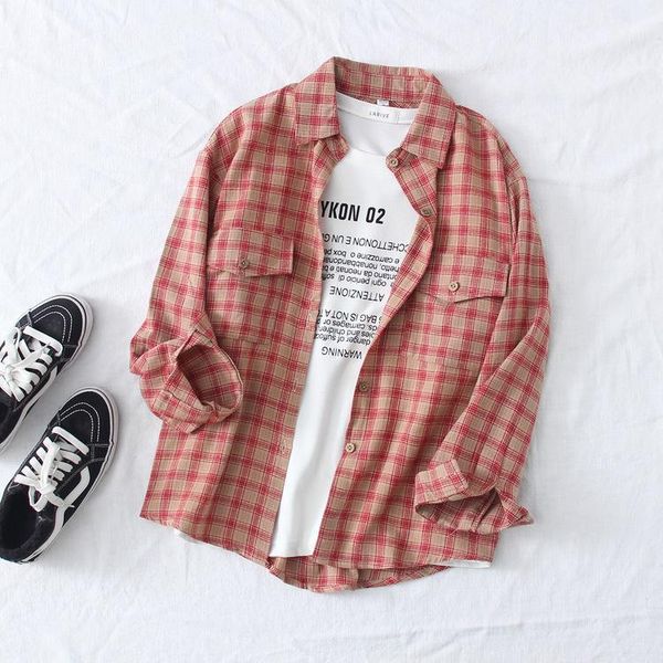 double pocket small plaid shirt female morning all-match student wear base shirt1, White
double pocket small plaid shirt female morning all-match student wear base shirt1, White