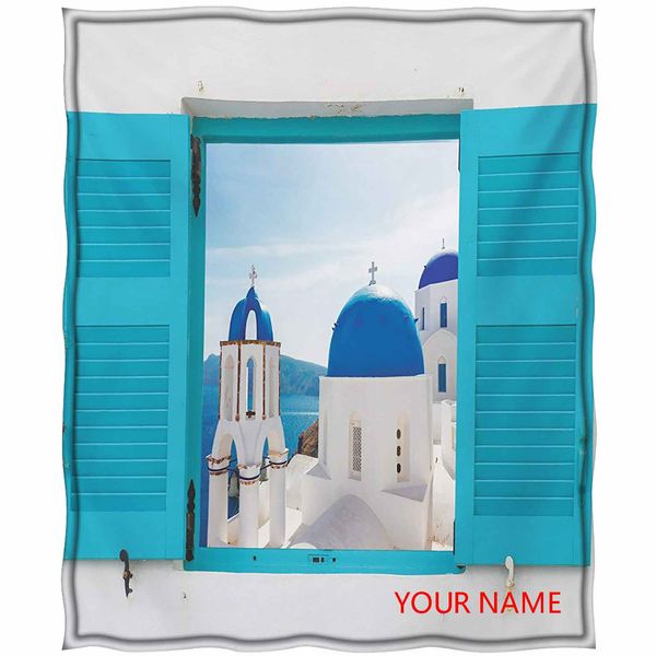 landscape light weight blanket, window with view of classical building with blue domes oia santorini greece diy blanket, soft comfy breathab
landscape light weight blanket, window with view of classical building with blue domes oia santorini greece diy blanket, soft comfy breathab