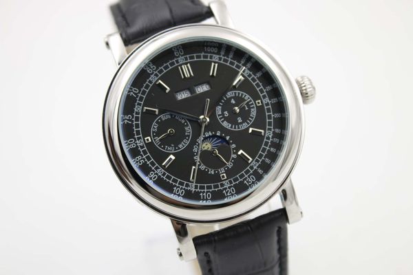 classic pp men's leisure watch 42mm black dial moon display automatic mechanical leather strap men's formal wristwatch, Slivery;brown
classic pp men's leisure watch 42mm black dial moon display automatic mechanical leather strap men's formal wristwatch, Slivery;brown