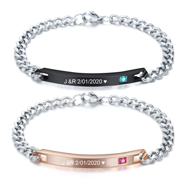 customized jewelry engraving couple stainless steel crystal charm bracelets for women men, Silver
customized jewelry engraving couple stainless steel crystal charm bracelets for women men, Silver